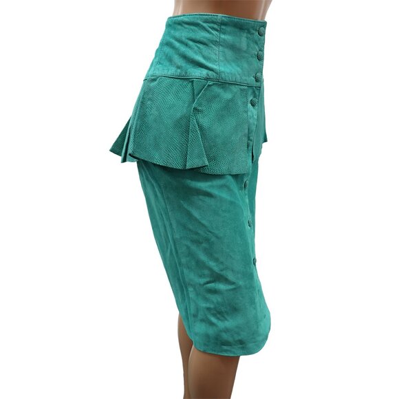 Danier Green Suede High Waist Pencil Skirt S - Picture 4 of 6